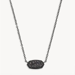 Kendra Scott Elisa Pendant Necklace in Black Drusy